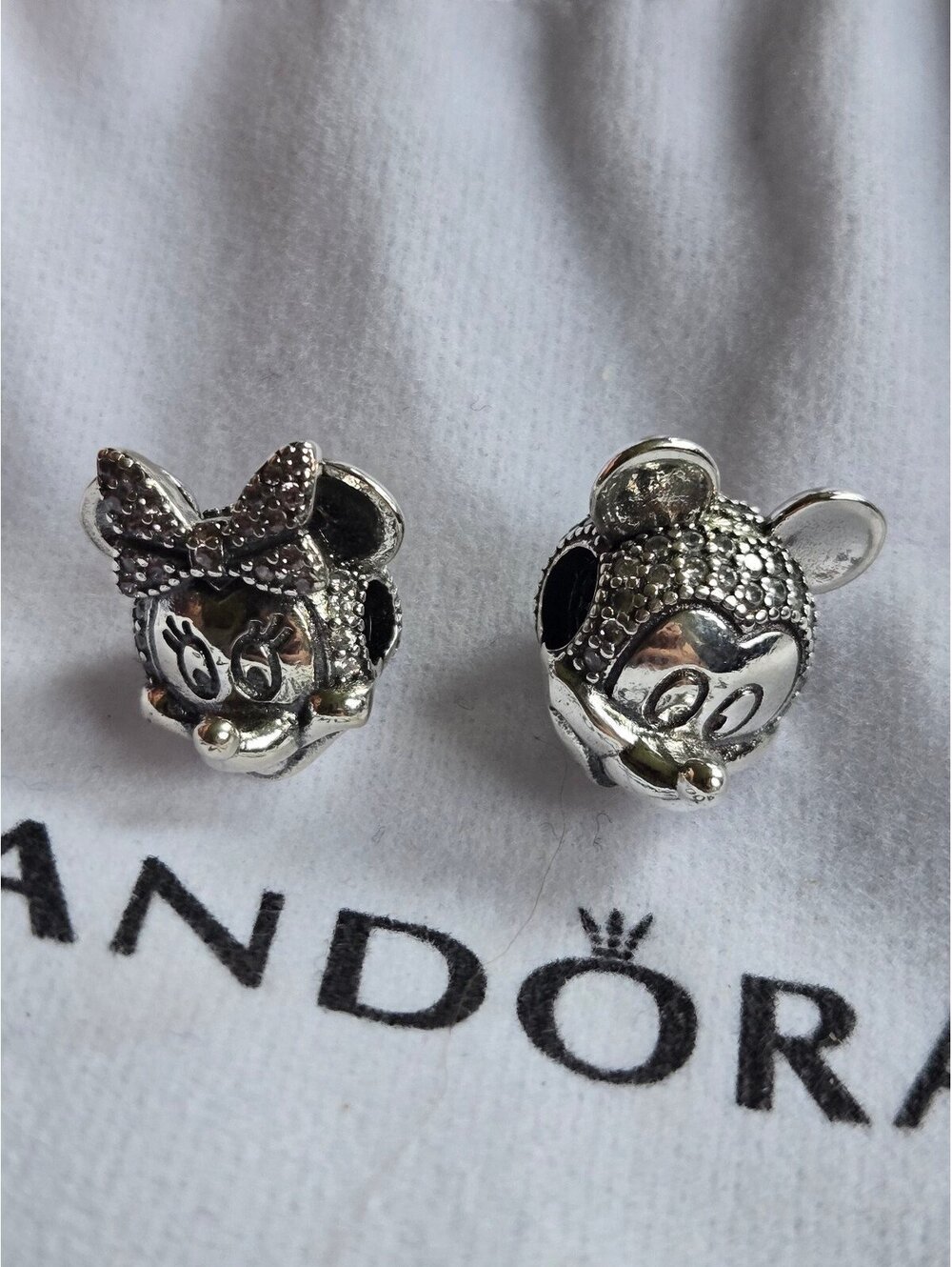Minnie and mickey pandora charm clip bundle cubic zirconia